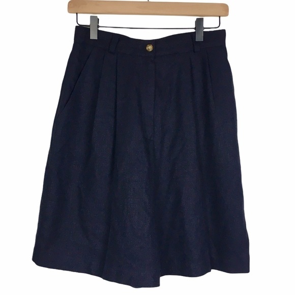 VINTAGE Mom Shorts Ultra High Waist Woven Navy Blue 80s 90s Retro Golf Size 8 - Picture 11 of 11